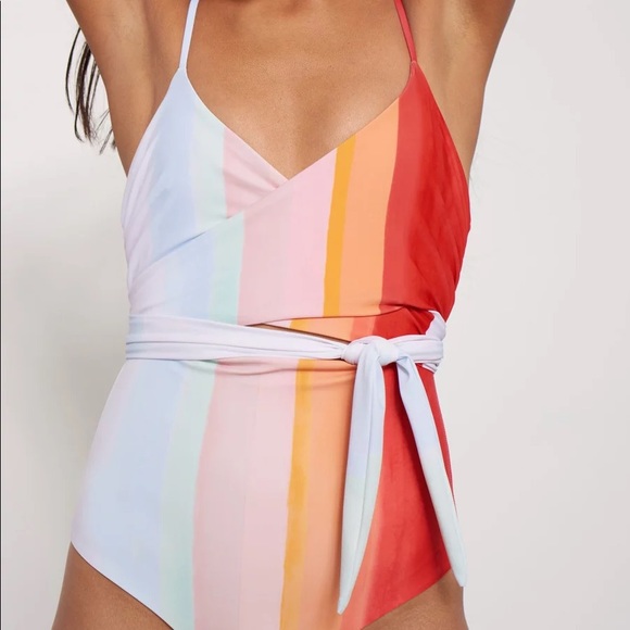 Mara Hoffman Rainbow Isolde Wrap Swimsuit - Large - Picture 4 of 4